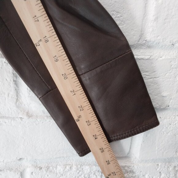 Vintage Wilsons Authentic Leather Jacket Womens Medium / Large Brown Button Up - Picture 11 of 13